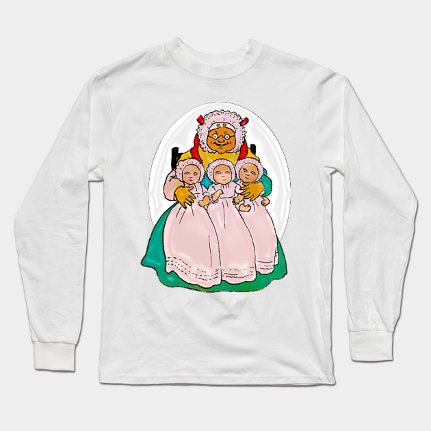 Grandma and grandchildren triplets Long Sleeve T-Shirt by Marccelus